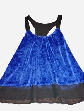 Mudd Blue Crushed Velvet Racerback Tank Top - Size M - Sheer Chiffon Trim